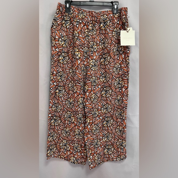 Cynthia Rowley Linen Pants Colorful‎ Floral Flowy Wide Leg Cropped Size XL NWT ! - Picture 1 of 12